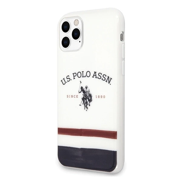 Dėklas Us Polo Assn US Polo USHCN58PCSTRB Apple iPhone 11 Pro baltos spalvos Tricolor Pattern Collection