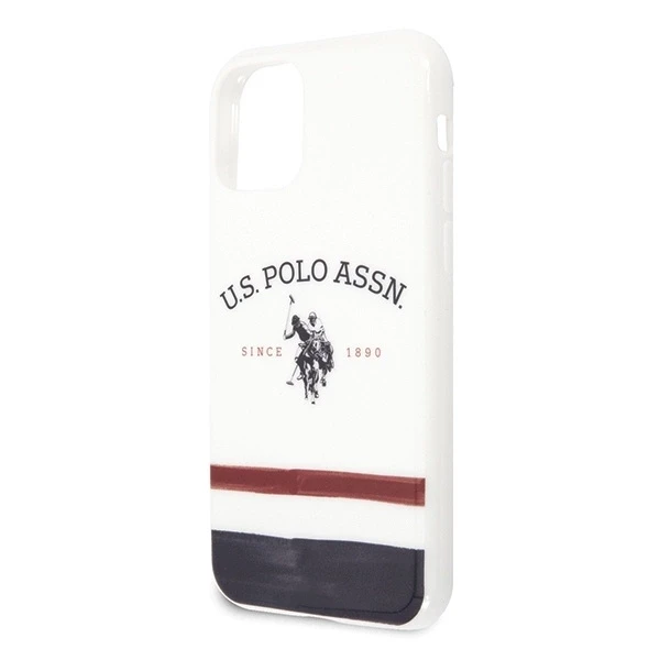 Dėklas Us Polo Assn US Polo USHCN58PCSTRB Apple iPhone 11 Pro baltos spalvos Tricolor Pattern Collection