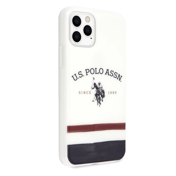 Dėklas Us Polo Assn US Polo USHCN58PCSTRB Apple iPhone 11 Pro baltos spalvos Tricolor Pattern Collection