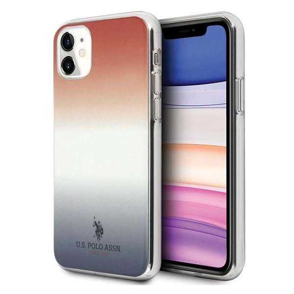 Dėklas US Polo Assn US Polo USHCN61TRDGRB iPhone 11 raudonai mėlyna / mėlyna ir raudona gradiento raštų kolekcija