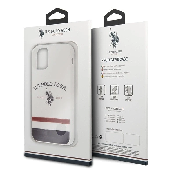 Dėklas „Us Polo Assn US Polo USHCN65 PCSTRB“ „Apple iPhone 11 Pro Max“ baltos spalvos trispalvių raštų kolekcija