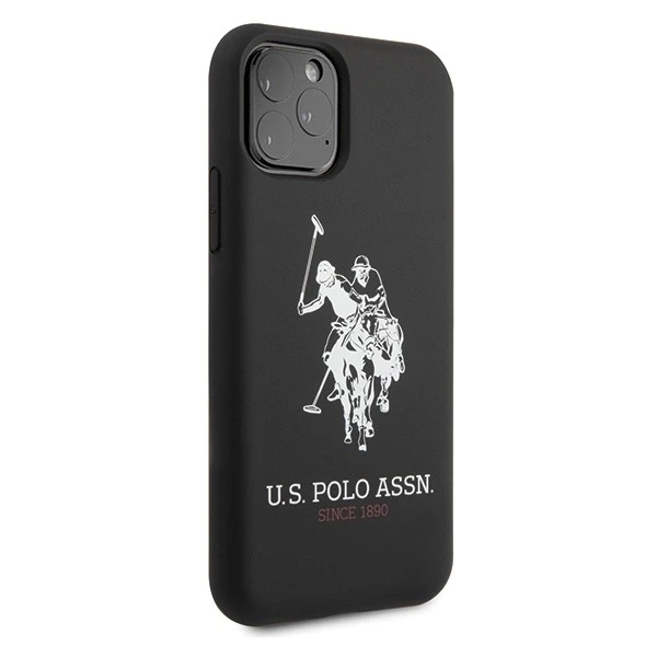 Dėklas „Us Polo Assn US Polo“ USHCN65SLHRBK „iPhone 11 Pro Maxjuodos spalvos silikoninė kolekcija“