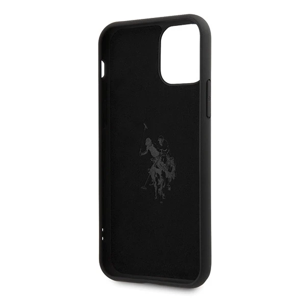 Dėklas „Us Polo Assn US Polo“ USHCN65SLHRBK „iPhone 11 Pro Maxjuodos spalvos silikoninė kolekcija“