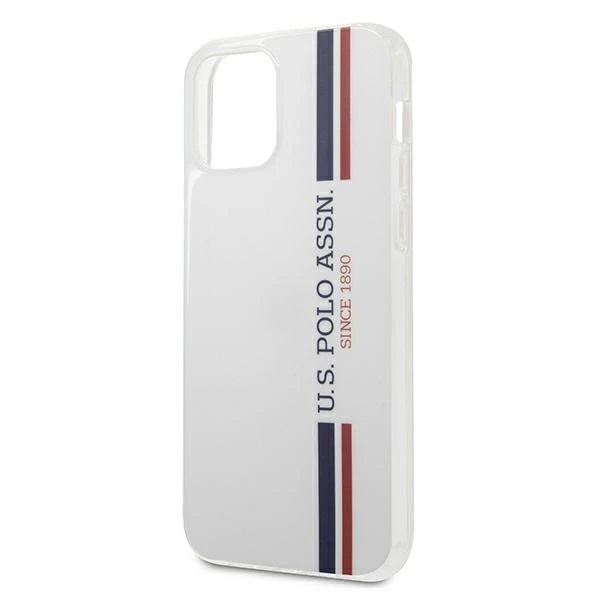 Dėklas „Us Polo Assn US Polo“ USHCP12MPCUSSWH „Apple iPhone 12/12 Pro 6,1“ baltos spalvos „Tricolor Collection“