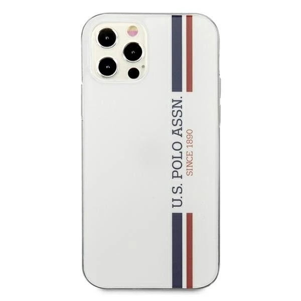 Dėklas „Us Polo Assn US Polo“ USHCP12MPCUSSWH „Apple iPhone 12/12 Pro 6,1“ baltos spalvos „Tricolor Collection“