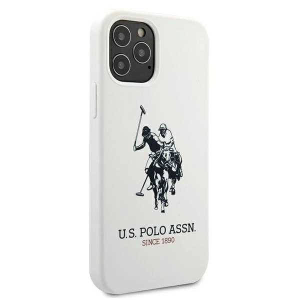 Dėklas „Us Polo Assn US Polo“ USHCP12MSLHRWH „Apple iPhone 12/12 Pro 6,1“ baltos spalvos silikoninė kolekcija
