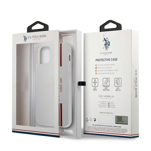 Us Polo Assn US Polo USHCP12SPCUSSWH Apple iPhone 12 mini 5,4" telefono dėklas baltos spalvos Tricolor Collection