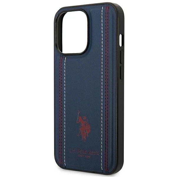 Us Polo Assn US Polo USHCP14XPFAV Apple iPhone 14 Pro Max 6.7" dėklas telefonui mėlynos spalvos Leather Stitch