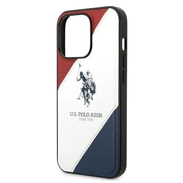 Us Polo Assn US Polo USHCP14XPSO3 Apple iPhone 14 Pro Max 6.7" dėklas telefonui baltos spalvos Tricolor Embossed