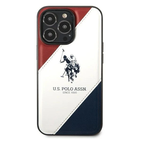 Us Polo Assn US Polo USHCP14XPSO3 Apple iPhone 14 Pro Max 6.7" dėklas telefonui baltos spalvos Tricolor Embossed