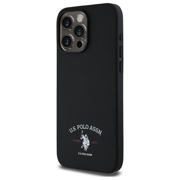 Dėklas „Us Polo Assn US Polo“ USHCP15XPARK „Apple iPhone 15 Pro Max 6,7" juodos spalvos su spausdintu DH logotipu