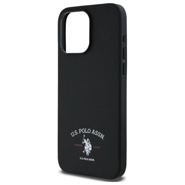 Dėklas „Us Polo Assn US Polo“ USHCP15XPARK „Apple iPhone 15 Pro Max 6,7" juodos spalvos su spausdintu DH logotipu