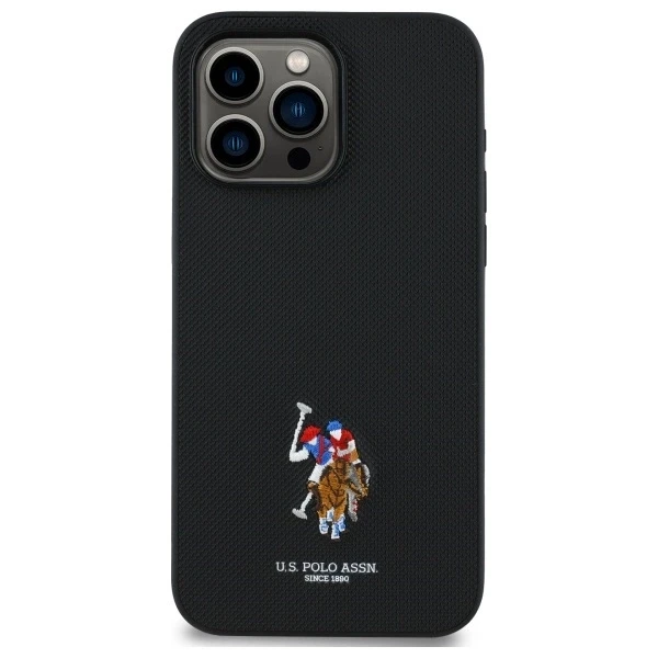 Dėklas Us Polo Assn US Polo USHCP15XPEMK Apple iPhone 15 Pro Max 6,7″ juodos spalvos Embroidered spalvos DH Color