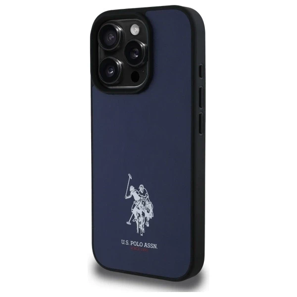 Dėklas „Us Polo Assn“ „US Polo“ USHCP15XPGEV „Apple iPhone 15 Pro Max 6,7" tamsiai mėlynas odinis siuvinėtas spalvos DH spalva