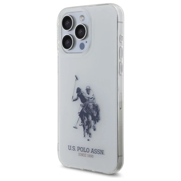 Dėklas „Us Polo Assn“ „US Polo“ USHCP15XTPURBH „Apple iPhone 15 Pro Max 6,7" baltos spalvos blizgus didelis logotipas