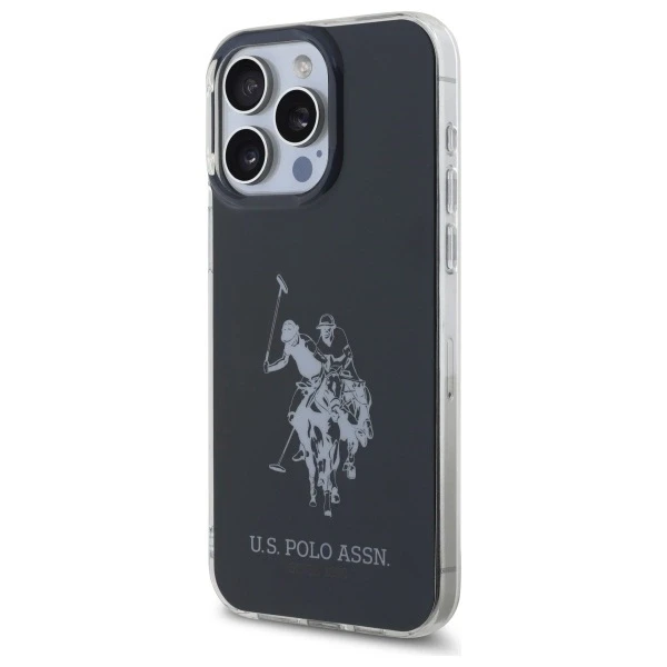 Dėklas „Us Polo Assn“ „US Polo“ USHCP15XTPUHRBK „Apple iPhone 15 Pro Max 6,7“ juodos spalvos blizgus didelis logotipas