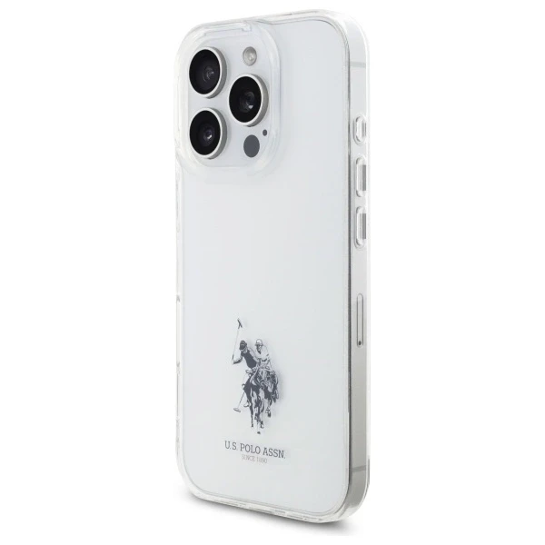 Dėklas „Us Polo Assn US Polo“ USHCP15XUSMT „Apple iPhone 15 Pro Max 6.7“ skaidrus IML spausdintas dvigubas arklio žurnalas