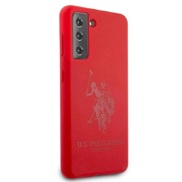 Dėklas „Us Polo Assn US Polo“ USHCS21MSLHRTRE S21+ G996 raudonas silikoninis ant toninio pamušalo