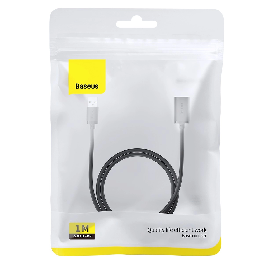 USB 2.0 prailginimo kabelis Baseus vyris į moterišką, AirJoy serija, 1.5 m (juodas)