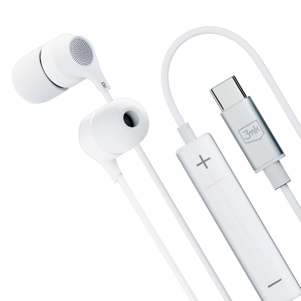 Ausinės 3mk su laidu Earphones USB-C baltos