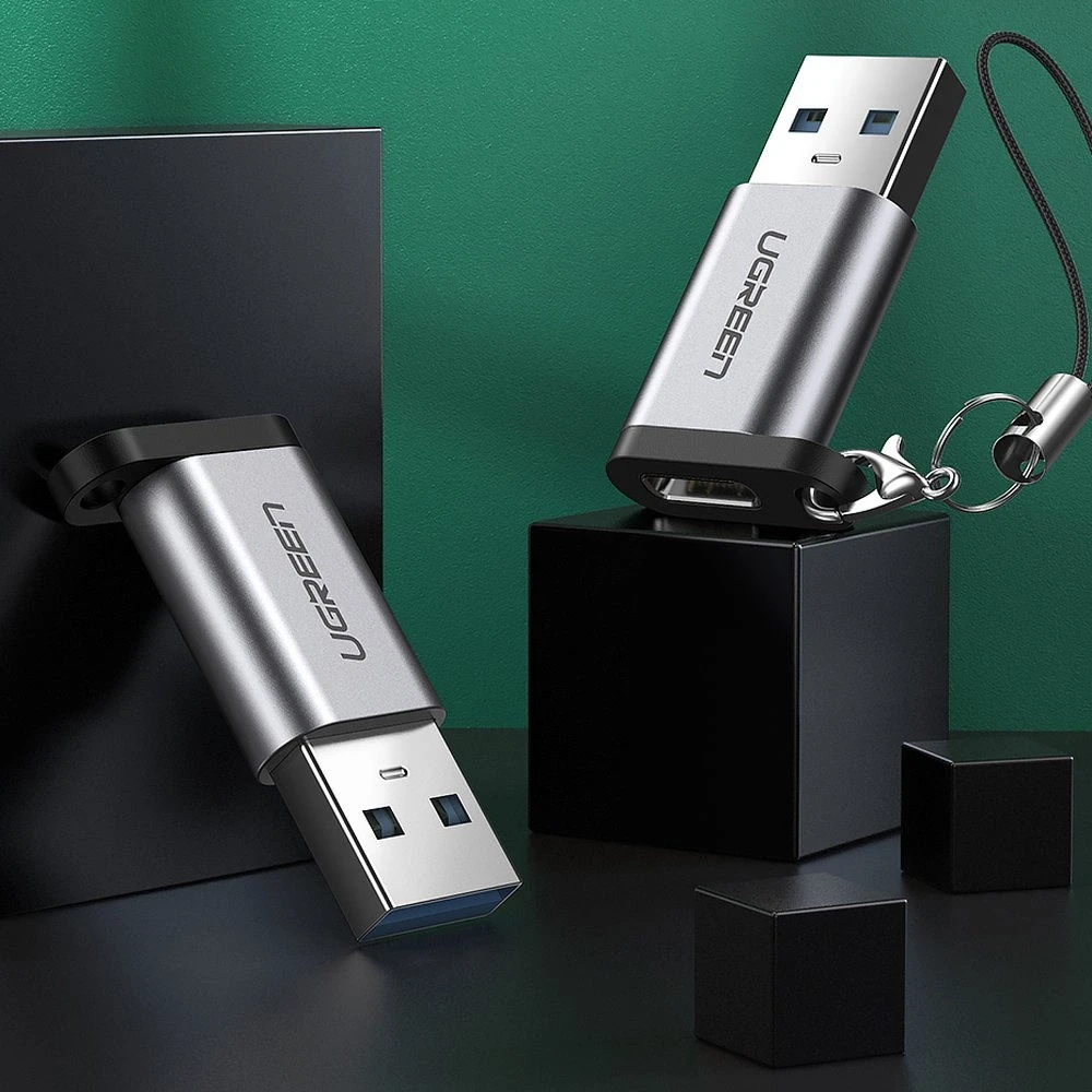 Adapteris USB A kištukas į USB-C kištukas UGREEN 3.0 (pilkas)