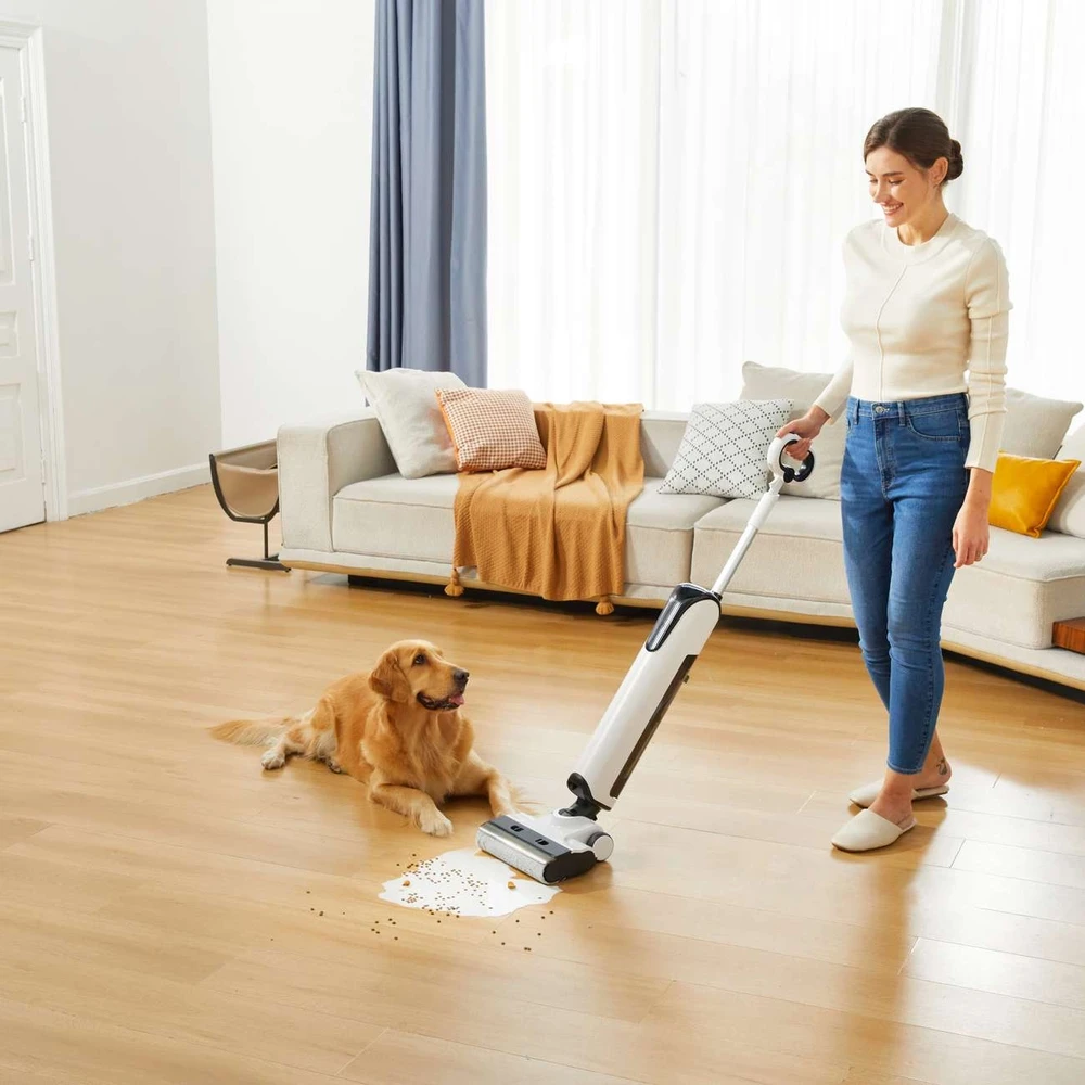 UWANT D100 17000Pa vertikalus dulkių siurblys su šluostymo funkcija ir įkrovimo stotele - baltos spalvos
