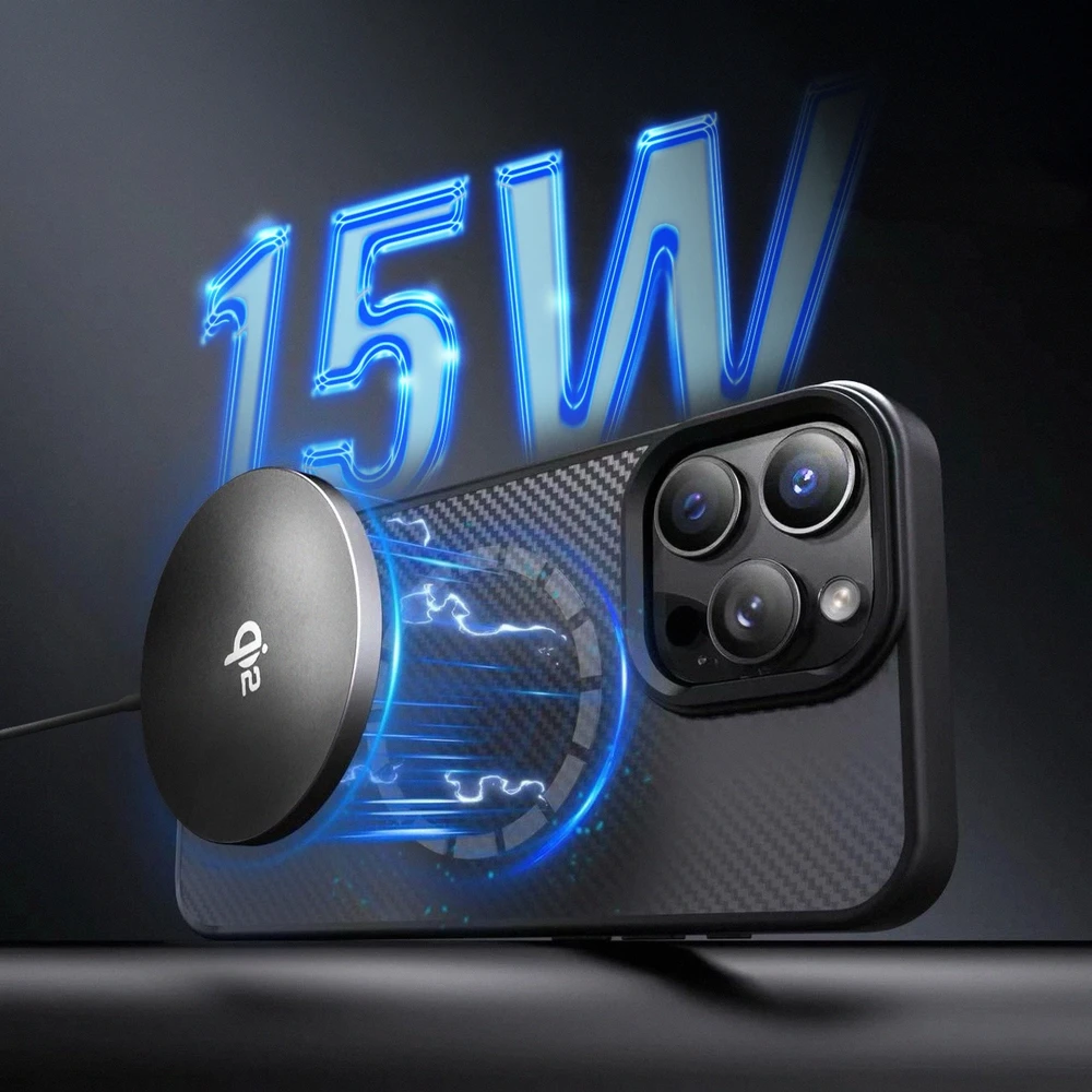 Wozinsky 15W Wireless Qi2 belaidis įkroviklis – juodos spalvos