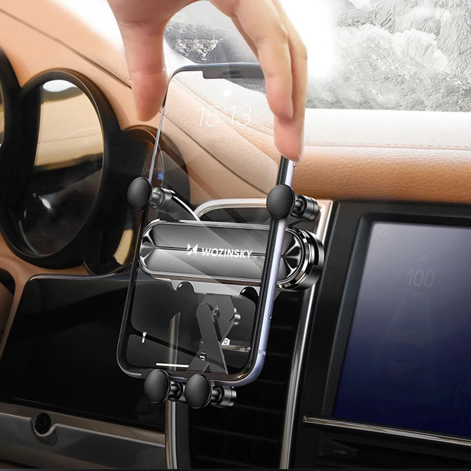 Wozinsky car phone holder gravity for ventilation grille juodos spalvos (WCH-05)