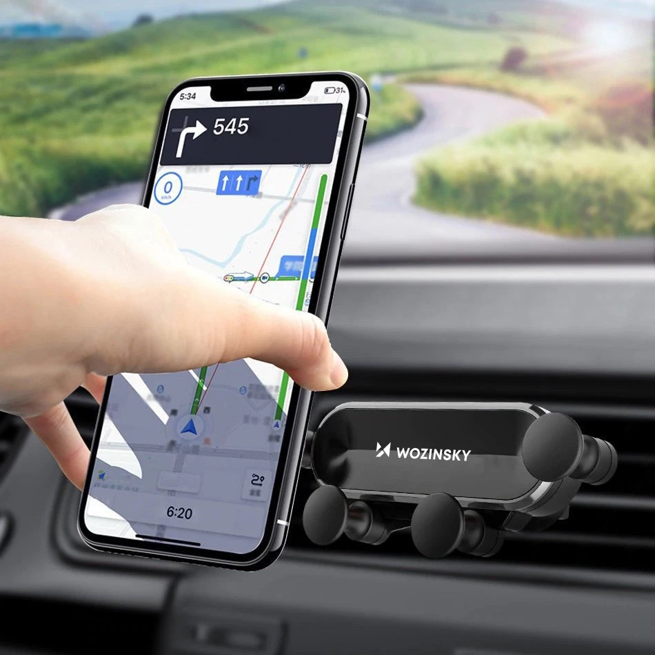 Wozinsky car phone holder gravity for ventilation grille juodos spalvos (WCH-05)