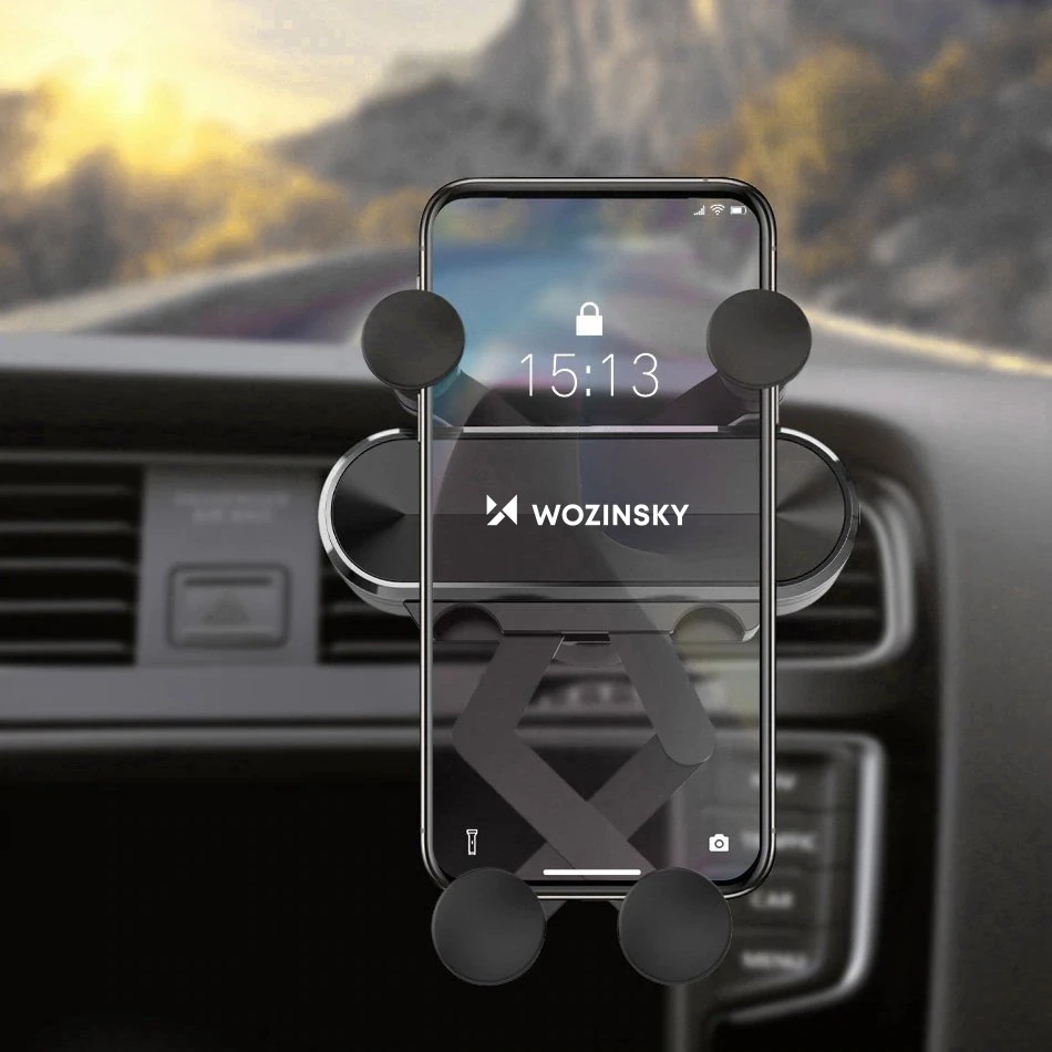 Wozinsky car phone holder gravity for ventilation grille juodos spalvos (WCH-05)