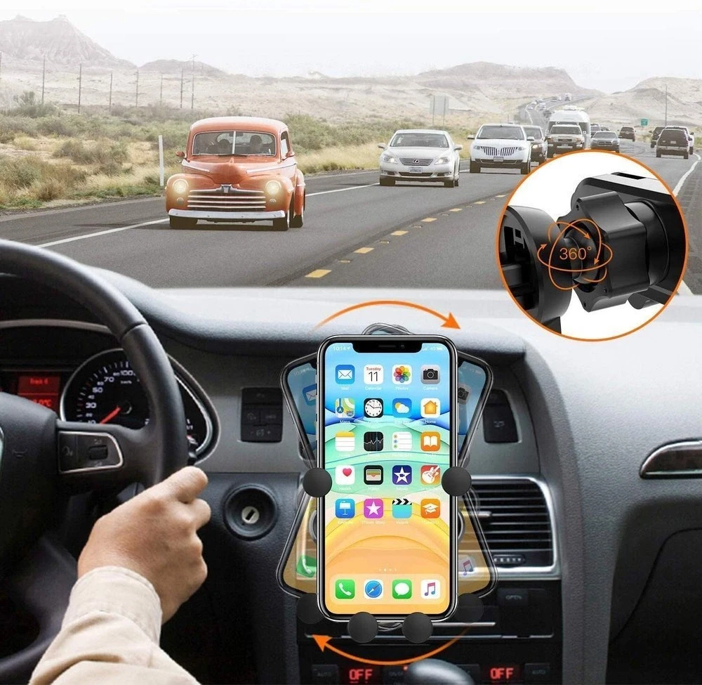 Wozinsky car phone holder gravity for ventilation grille juodos spalvos (WCH-05)