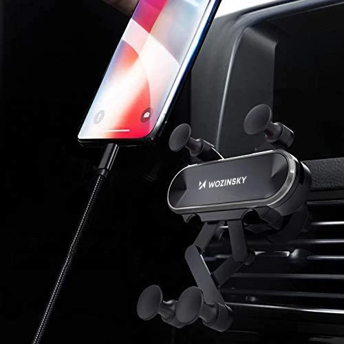 Wozinsky car phone holder gravity for ventilation grille juodos spalvos (WCH-05)