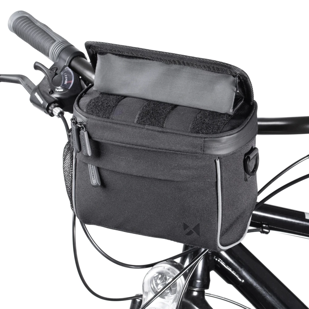Wozinsky bicycle handlebar bag bike shoulder bag juodos spalvos (WBHBB-01)