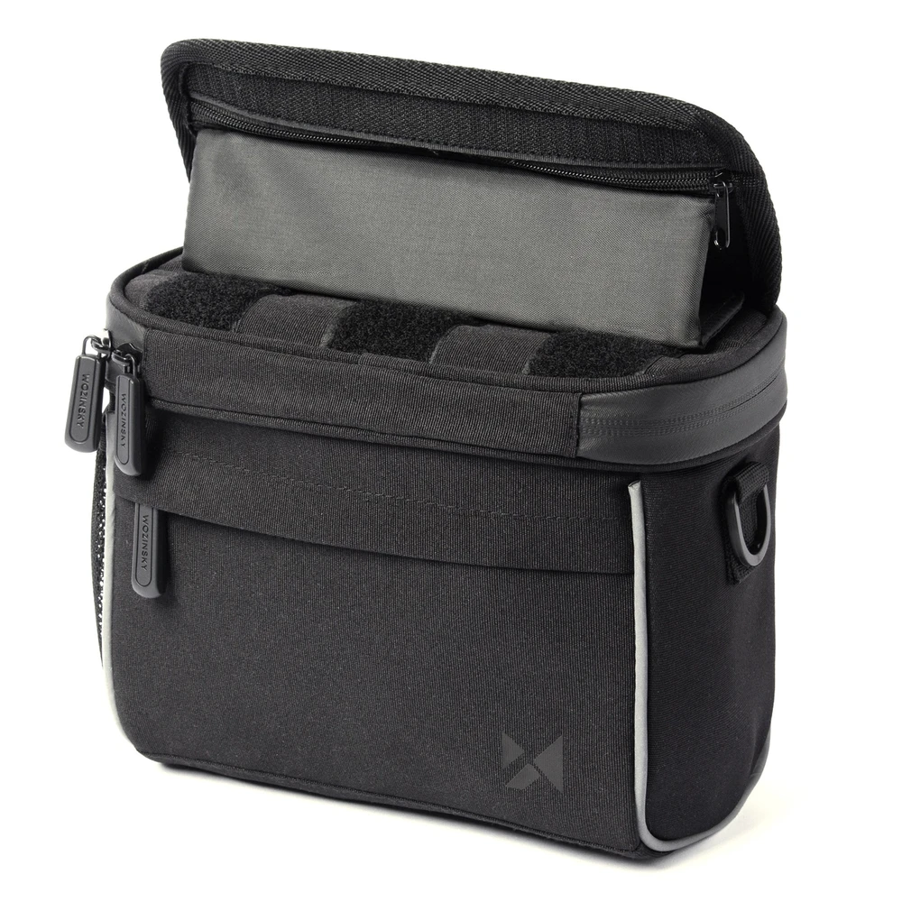 Wozinsky bicycle handlebar bag bike shoulder bag juodos spalvos (WBHBB-01)