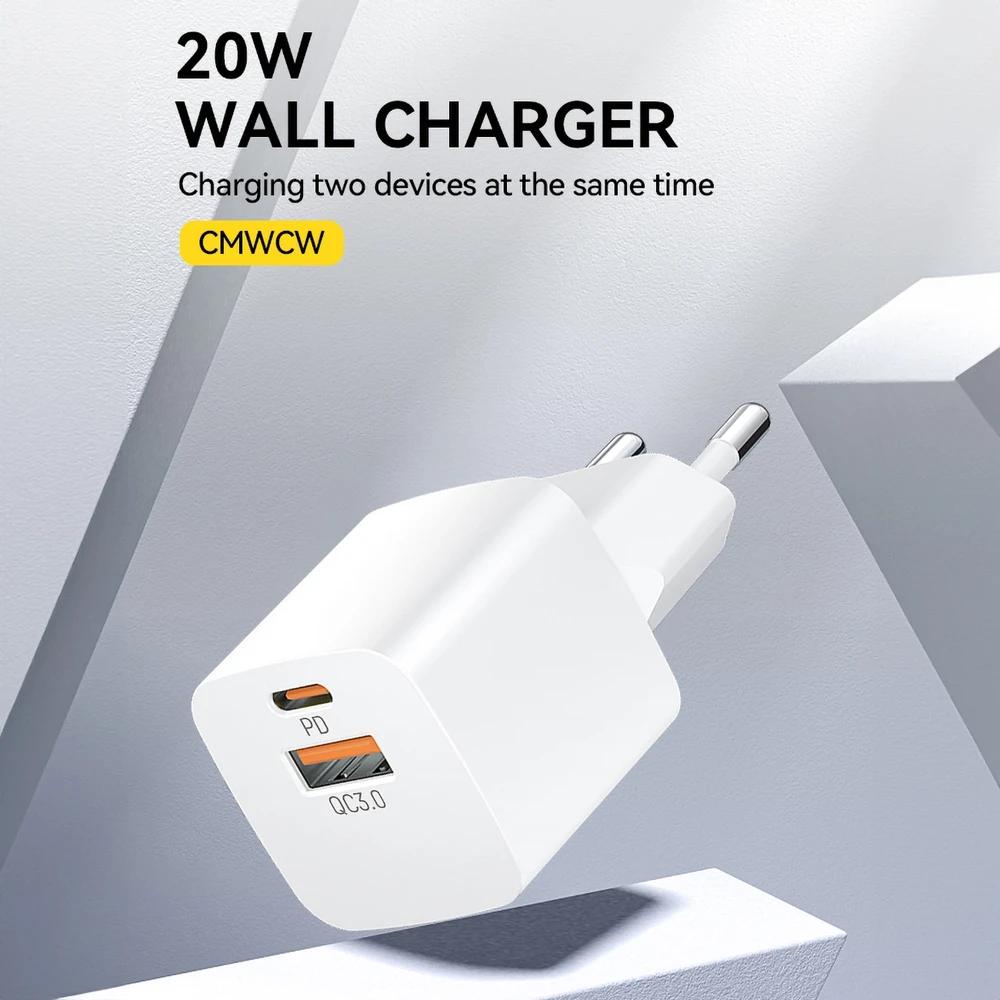 Wozinsky CMWCW 20W USB-C / USB-A laidinis įkroviklis – baltos spalvos