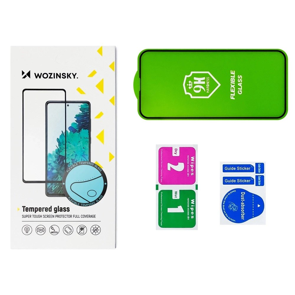 Wozinsky Full Cover Flexi Nano foil glass apsauginis stiklas su rėmeliu iPhone 14 Max / 13 Pro Max skaidrus