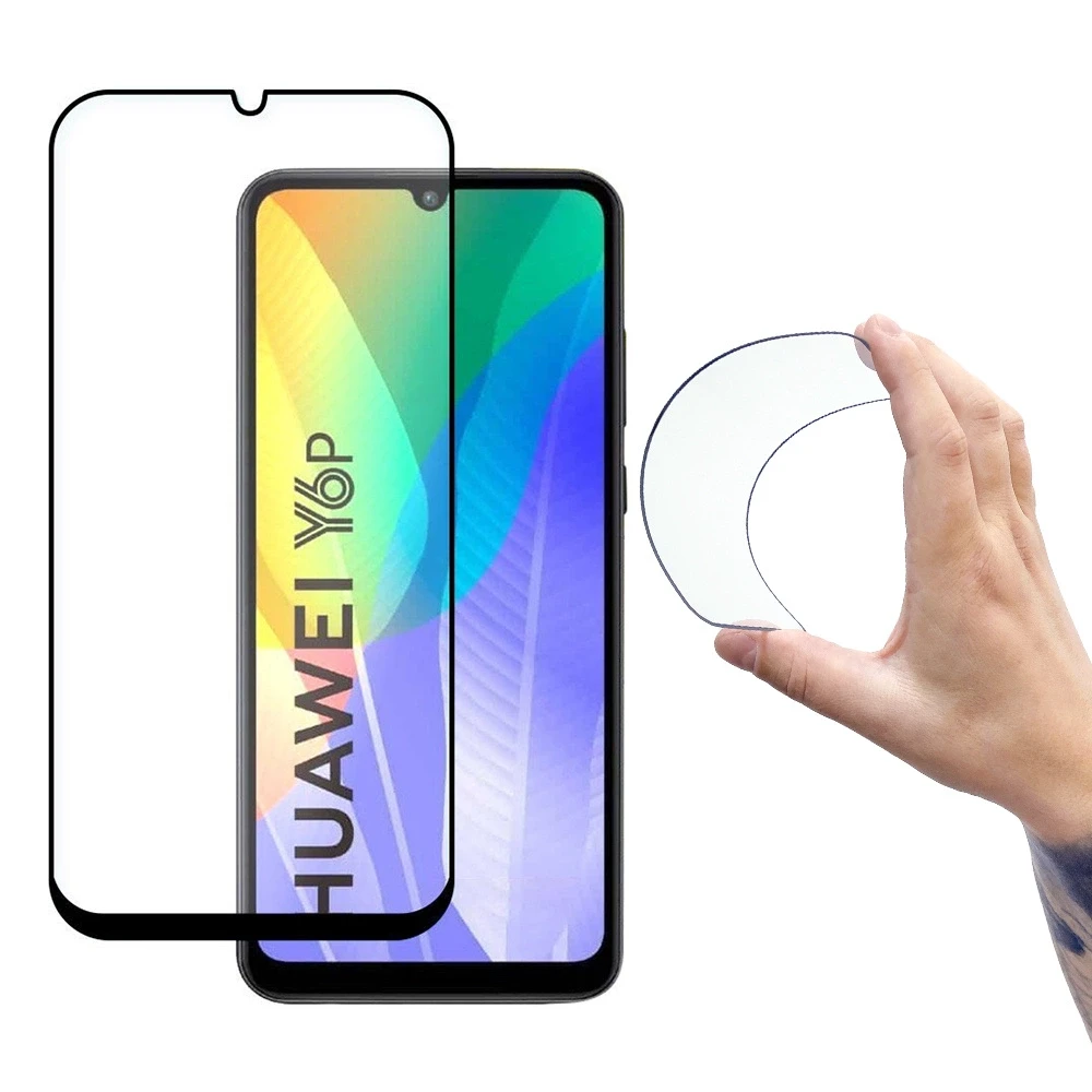 Wozinsky Full Cover Flexi Nano Glass Hybrid Ekrano apsauga with frame Huawei Y6p su juodos spalvos krašteliu