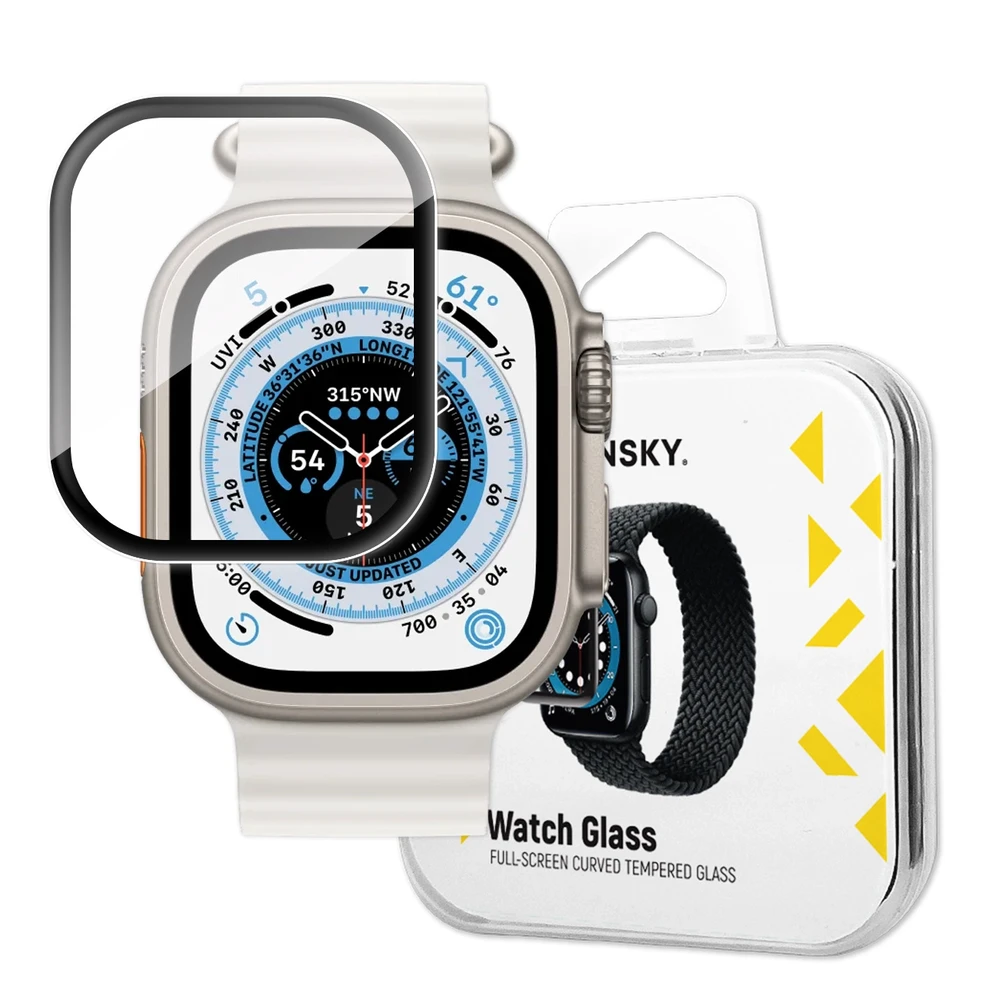 Wozinsky Full Glue Apsauginis stiklas Apple Watch Ultra 49mm 9H Full Screen Apsauginis stiklas with Juodas Frame
