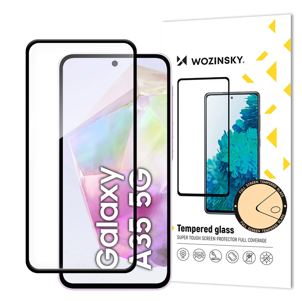 Wozinsky Full Glue Apsauginis stiklas Samsung Galaxy A35 su juodu rėmeliu