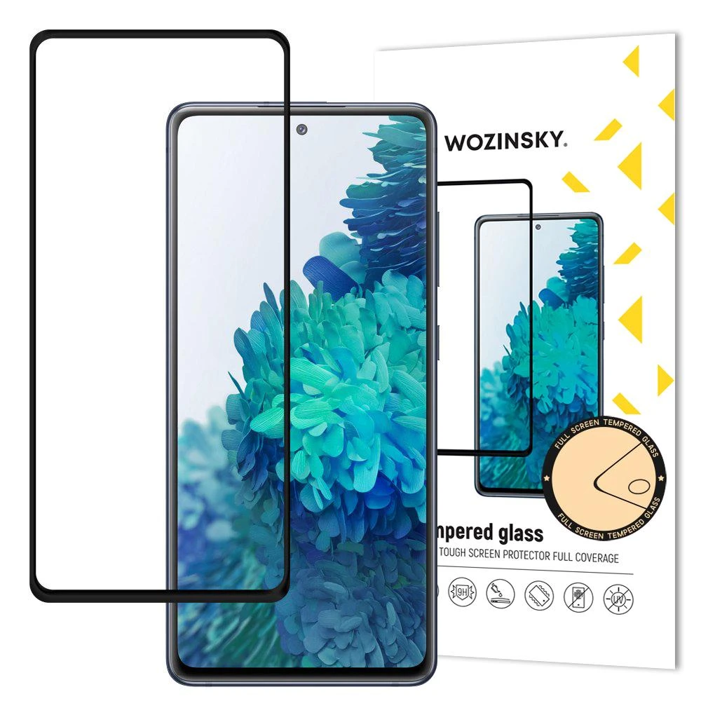 Wozinsky Apsauginis stiklas Full Glue Super Tough ekrano apsauginė plėvelė, pilnai padengta rėmeliu, patogi Samsung Galaxy S20 FE juodas