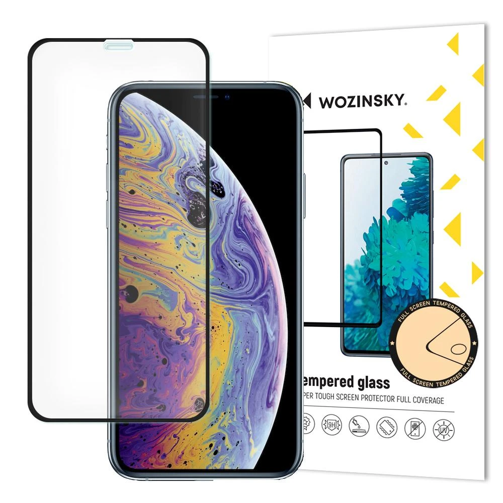 LCD apsauginis stikliukas Wozinsky 5D pritaikytas dėklui Apple iPhone X/XS/11 Pro juodas