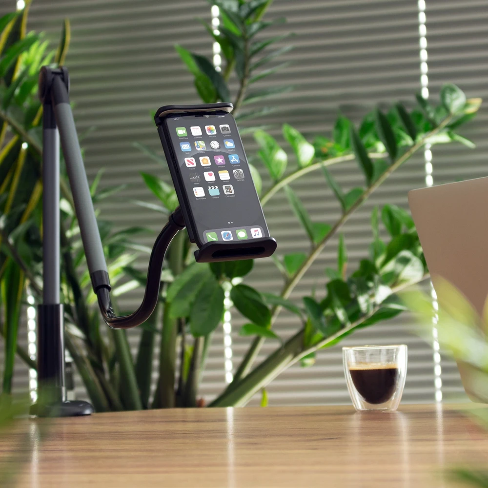 Wozinsky ilgas lankstus telefono ir planšetinio kompiuterio laikiklis juodas (WTHBK5)