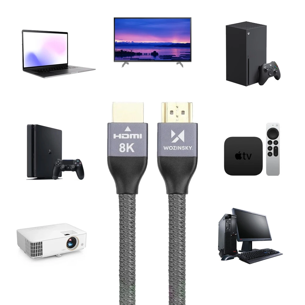 Wozinsky kabelis HDMI 2.1 8K 60 Hz 48 Gbps / 4K 120 Hz / 2K 144 Hz 5 m Sidabrinis (WHDMI-50)