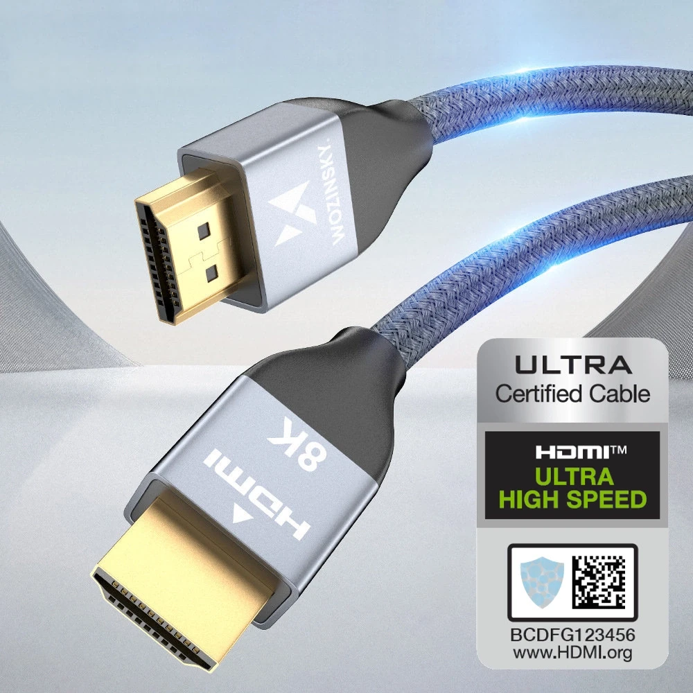 Wozinsky HDMI 2.1 Cable 8K 60 Hz 48 Gbps / 4K 120 Hz / 2K 144 Hz 2 m Sidabrinis (WHDMI-20)