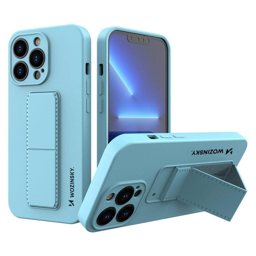 Wozinsky silikoninis su stoveliu Apple iPhone 13 mini dėklas telefonui žydros spalvos