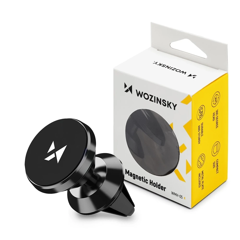 Wozinsky magnetinis telefono laikiklis oro grotelėms juodos spalvos (WMH-04)