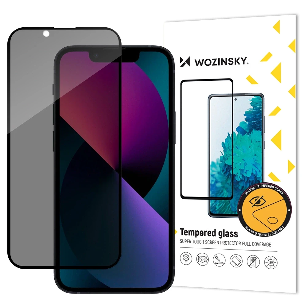 LCD apsauginis stikliukas "Wozinsky Privacy 5D Full Glue" Apple iPhone 14 Plus/13 Pro Max pritaikytas dėklui Anti Spy