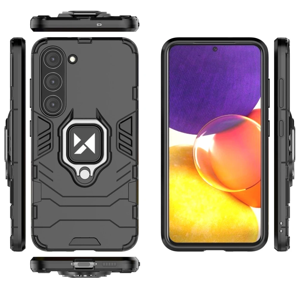 Wozinsky Ring Armor Samsung Galaxy S23 armored magnetic holder ring dėklas telefonui juodos spalvos