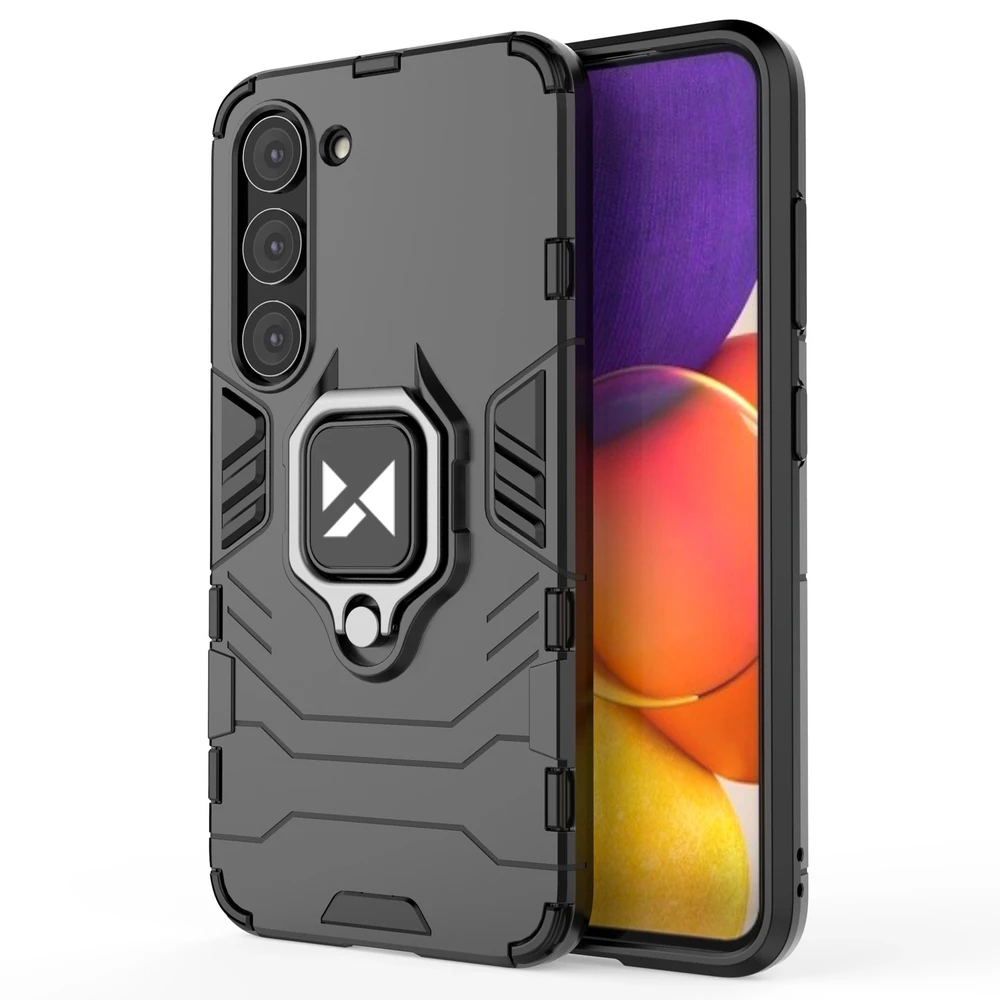 Wozinsky Ring Armor Samsung Galaxy S23 armored magnetic holder ring dėklas telefonui juodos spalvos