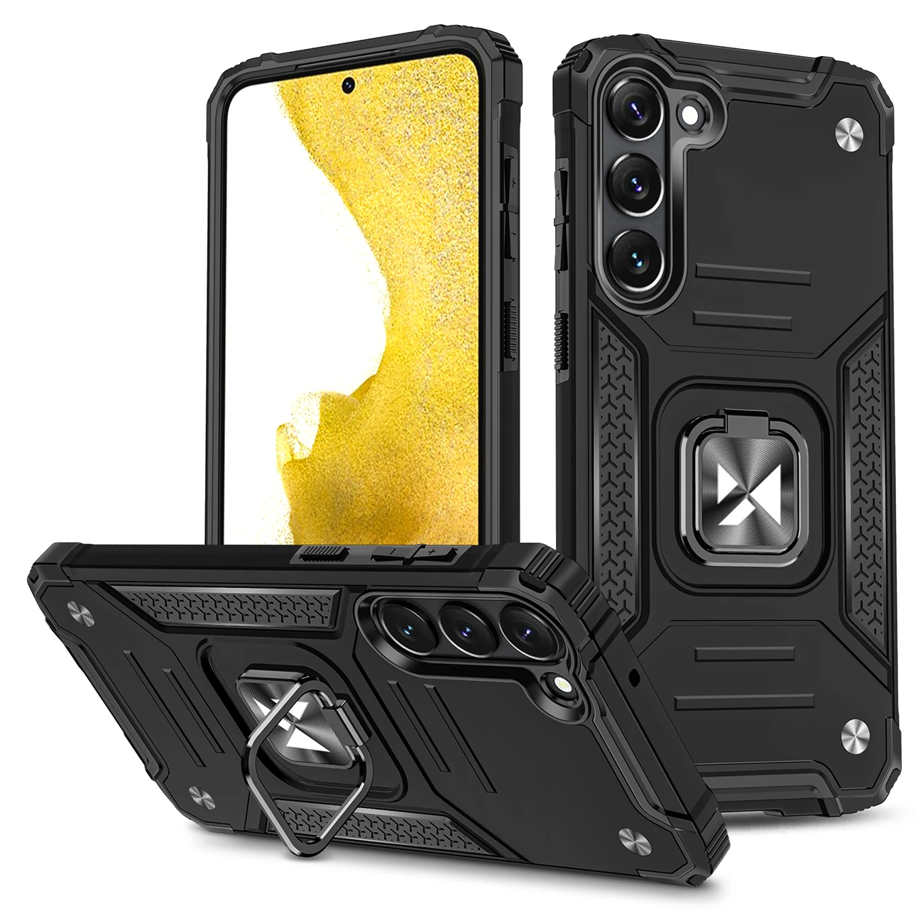Wozinsky Ring Armor Samsung Galaxy S23 armored magnetic holder ring dėklas telefonui juodos spalvos